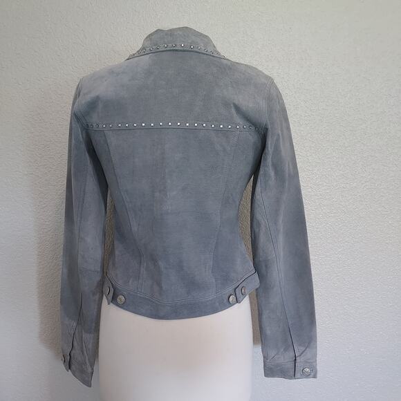 Lili Le Rose Baby Blue Suede Button Jacket Size M - Picture 7 of 13